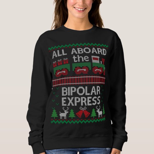Funny Ugly Christmas Bipolar Express Zug Pullover (Vorderseite)