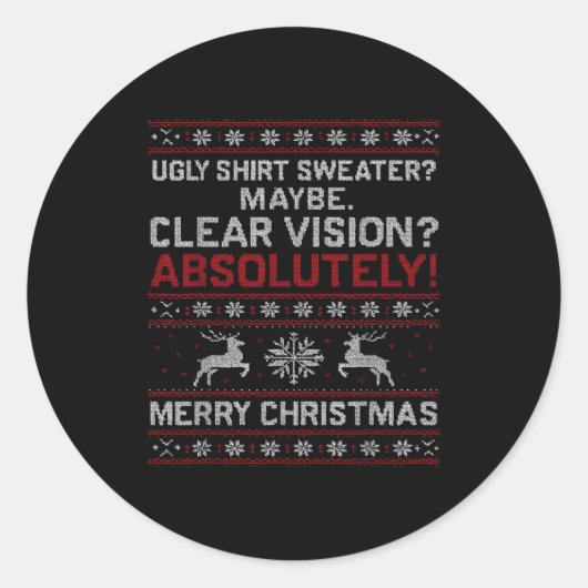 Funny Ugly Christmas Cataract Sweater Grandpa Gran Runder Aufkleber (Vorderseite)