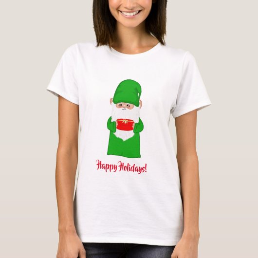 Funny Ugly Christmas Gnome in Green Ugly T - Shirt (Vorderseite)