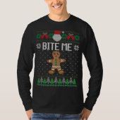 Funny Ugly Christmas Sweater Bite Me Gingerbrot m T-Shirt (Vorderseite)
