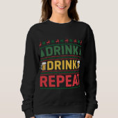 Funny Ugly Christmas Sweater Drink Bier Script Sweatshirt (Vorderseite)