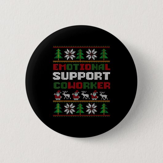Funny Ugly Christmas Sweater Emotional Suprt Cowor Button (Vorderseite)