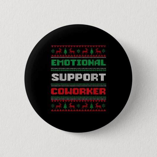 Funny Ugly Christmas Sweater Emotional Suprt Cowor Button (Vorderseite)