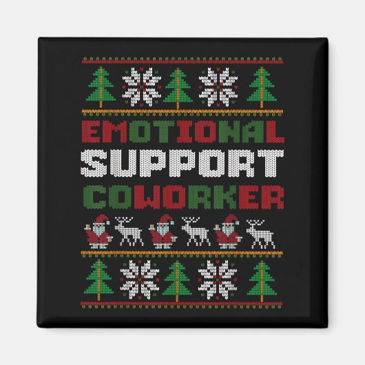 Funny Ugly Christmas Sweater Emotional Suprt Cowor Magnet (Vorne)