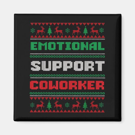 Funny Ugly Christmas Sweater Emotional Suprt Cowor Magnet (Vorne)