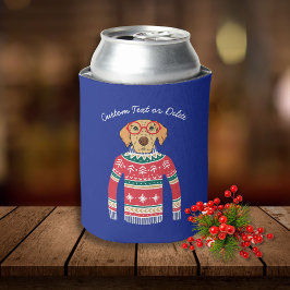 Funny Ugly Christmas Sweater, Hund mit Brille Dosenkühler