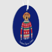 Funny Ugly Christmas Sweater, Hund mit Brille Ornament (Vorderseite)