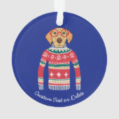 Funny Ugly Christmas Sweater, Hund mit Brille Ornament (Rückseite)