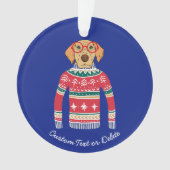 Funny Ugly Christmas Sweater, Hund mit Brille Ornament (Vorderseite)
