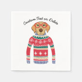 Funny Ugly Christmas Sweater, Hund mit Brille Serviette (Vorderseite)