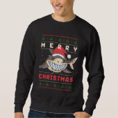 Funny Ugly Christmas Sweater Lächeln Hai Santa Sweatshirt (Vorderseite)