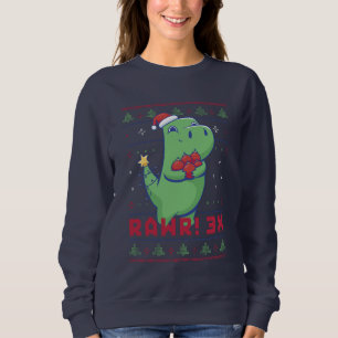 Funny Ugly Christmas Sweater Niedlich T-Rex Dinosa Sweatshirt