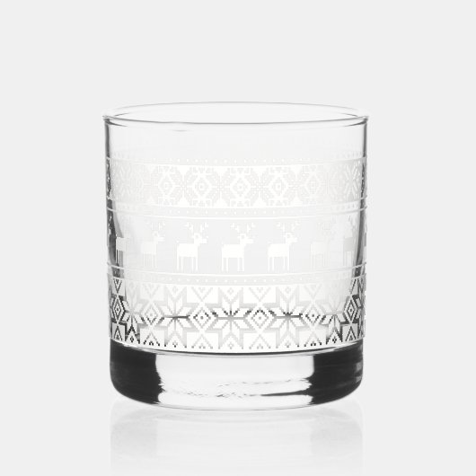 Funny Ugly Christmas Sweater Nordic Reindeer Whiskyglas (Vorderseite)