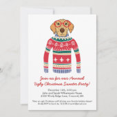 Funny Ugly Christmas Sweater Party Niedlich Dog Einladung (Vorderseite)