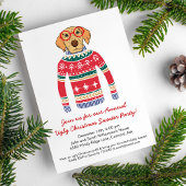 Funny Ugly Christmas Sweater Party Niedlich Dog Einladung