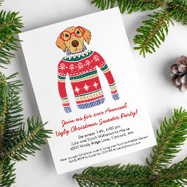 Funny Ugly Christmas Sweater Party Niedlich Dog Einladung