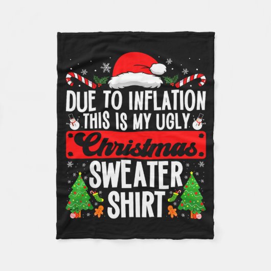 Funny Ugly Christmas Sweater Shirt Inflation Xmas Fleecedecke (Vorderseite)