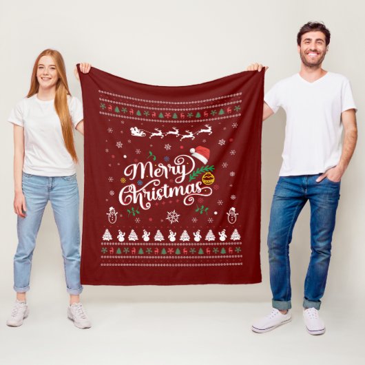 Funny Ugly Frohe Weihnachten Fleecedecke (Beispiel)