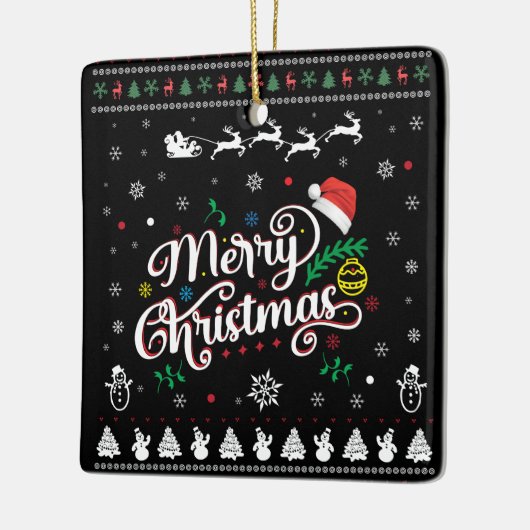 Funny Ugly Frohe Weihnachten Keramikornament (Links)