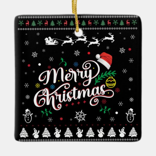 Funny Ugly Frohe Weihnachten Keramikornament (Vorderseite)