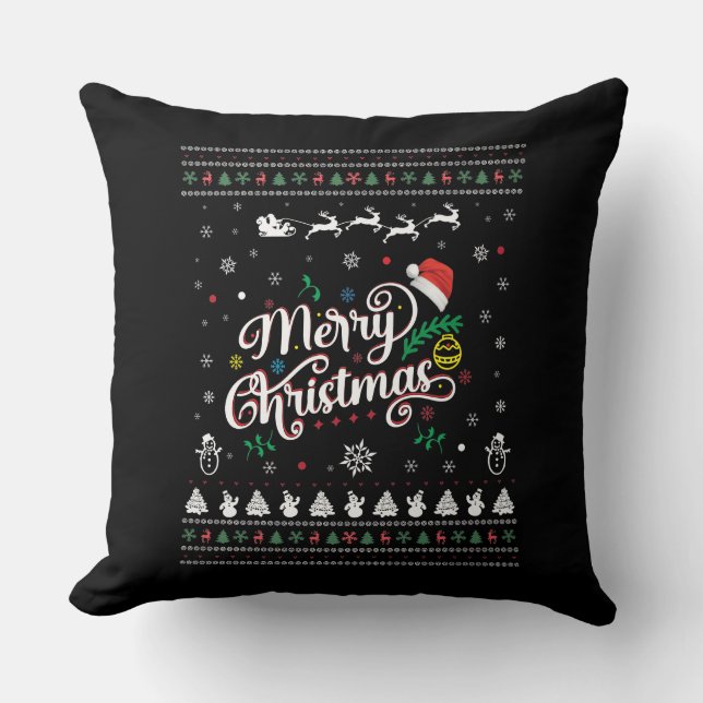 Funny Ugly Frohe Weihnachten Kissen (Vorderseite)
