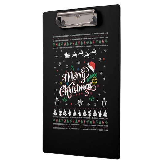 Funny Ugly Frohe Weihnachten Klemmbrett (Links)