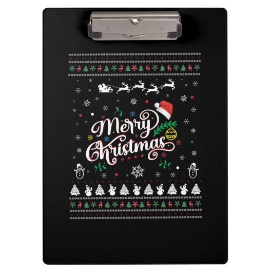 Funny Ugly Frohe Weihnachten Klemmbrett (Vorderseite)
