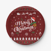 Funny Ugly Frohe Weihnachten Pappteller (Vorderseite)