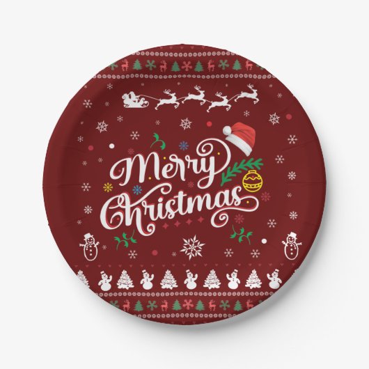 Funny Ugly Frohe Weihnachten Pappteller (Vorderseite)