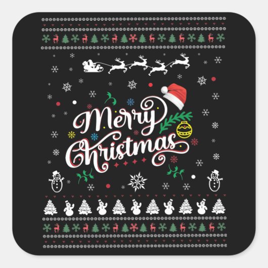 Funny Ugly Frohe Weihnachten Quadratischer Aufkleber (Vorderseite)