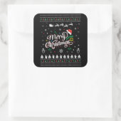 Funny Ugly Frohe Weihnachten Quadratischer Aufkleber (Tasche)