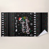Funny Ugly Frohe Weihnachten Strandtuch (Vorderseite)