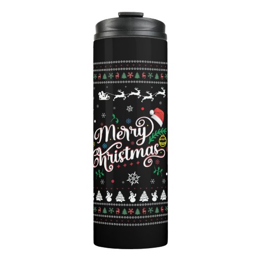 Funny Ugly Frohe Weihnachten Thermosbecher (Vorderseite)