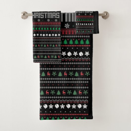 Funny Ugly Frohe Weihnachtsmuster Badhandtuch Set (Insitu)