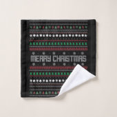 Funny Ugly Frohe Weihnachtsmuster Badhandtuch Set (Waschlappen)
