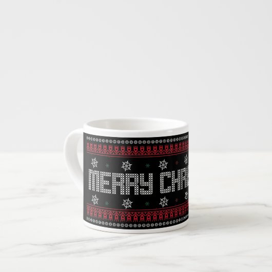 Funny Ugly Frohe Weihnachtsmuster Espressotasse (Vorderseite Links)