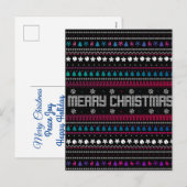 Funny Ugly Frohe Weihnachtsmuster Feiertagspostkarte (Vorne/Hinten)
