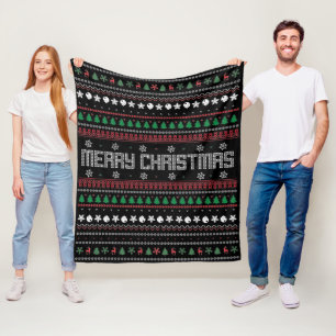 Funny Ugly Frohe Weihnachtsmuster Fleecedecke
