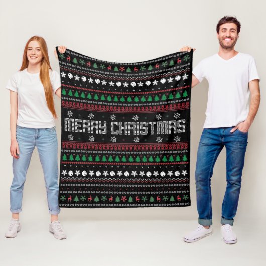 Funny Ugly Frohe Weihnachtsmuster Fleecedecke (Beispiel)