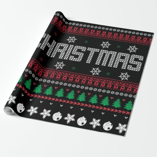 Funny Ugly Frohe Weihnachtsmuster Geschenkpapier (Ungerollt)