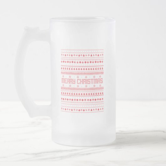 Funny Ugly Frohe Weihnachtsmuster Mattglas Bierglas (Links)