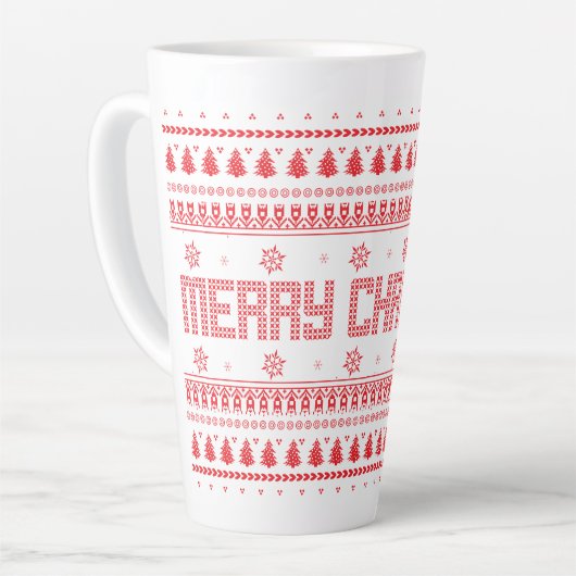 Funny Ugly Frohe Weihnachtsmuster Milchtasse (Linke Ecke)