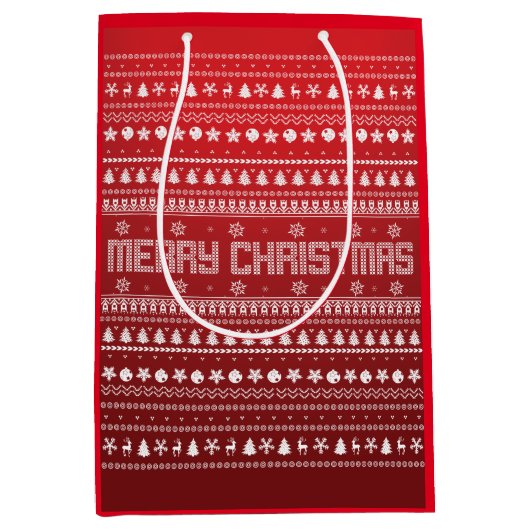Funny Ugly Frohe Weihnachtsmuster Mittlere Geschenktüte (Vorderseite)