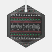 Funny Ugly Frohe Weihnachtsmuster Ornament Aus Glas (Vorderseite)