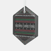 Funny Ugly Frohe Weihnachtsmuster Ornament Aus Glas (Vorderseite Links)