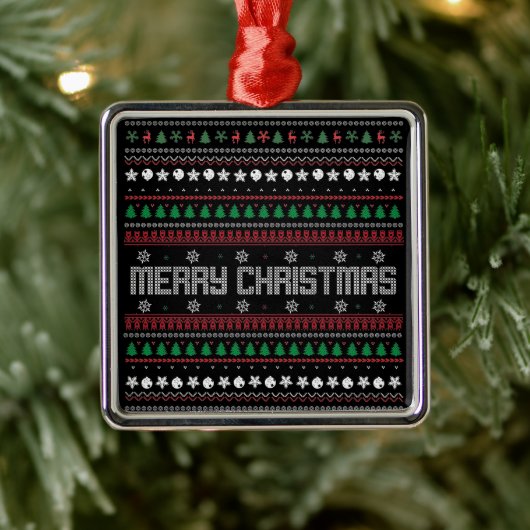 Funny Ugly Frohe Weihnachtsmuster Ornament Aus Metall (Baum)