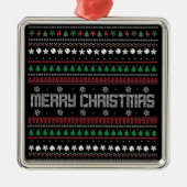 Funny Ugly Frohe Weihnachtsmuster Ornament Aus Metall (Vorne)