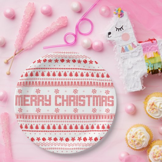 Funny Ugly Frohe Weihnachtsmuster Pappteller (Party)