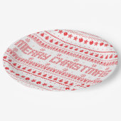 Funny Ugly Frohe Weihnachtsmuster Pappteller (Schrägansicht)