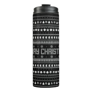 Funny Ugly Frohe Weihnachtsmuster Thermosbecher